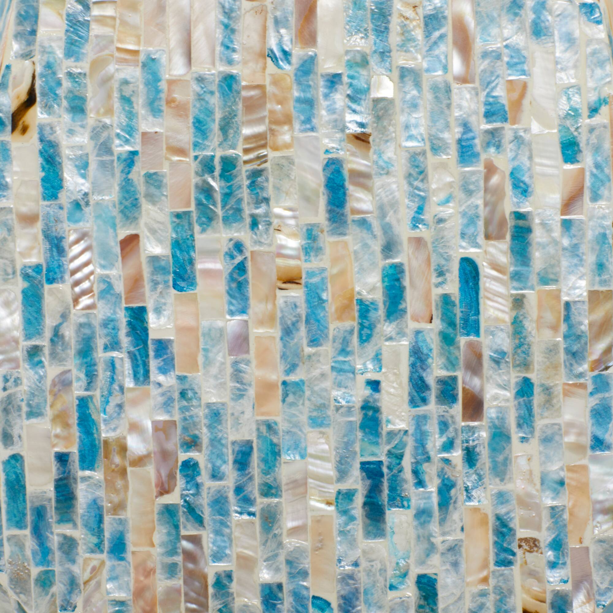 19'' Mussel Shell and Wood Contemporary Accent Table